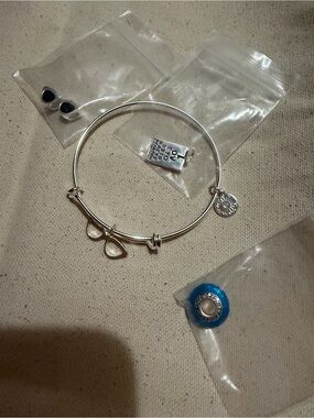 Silver Charm Bangle Bracelet with charms NWT